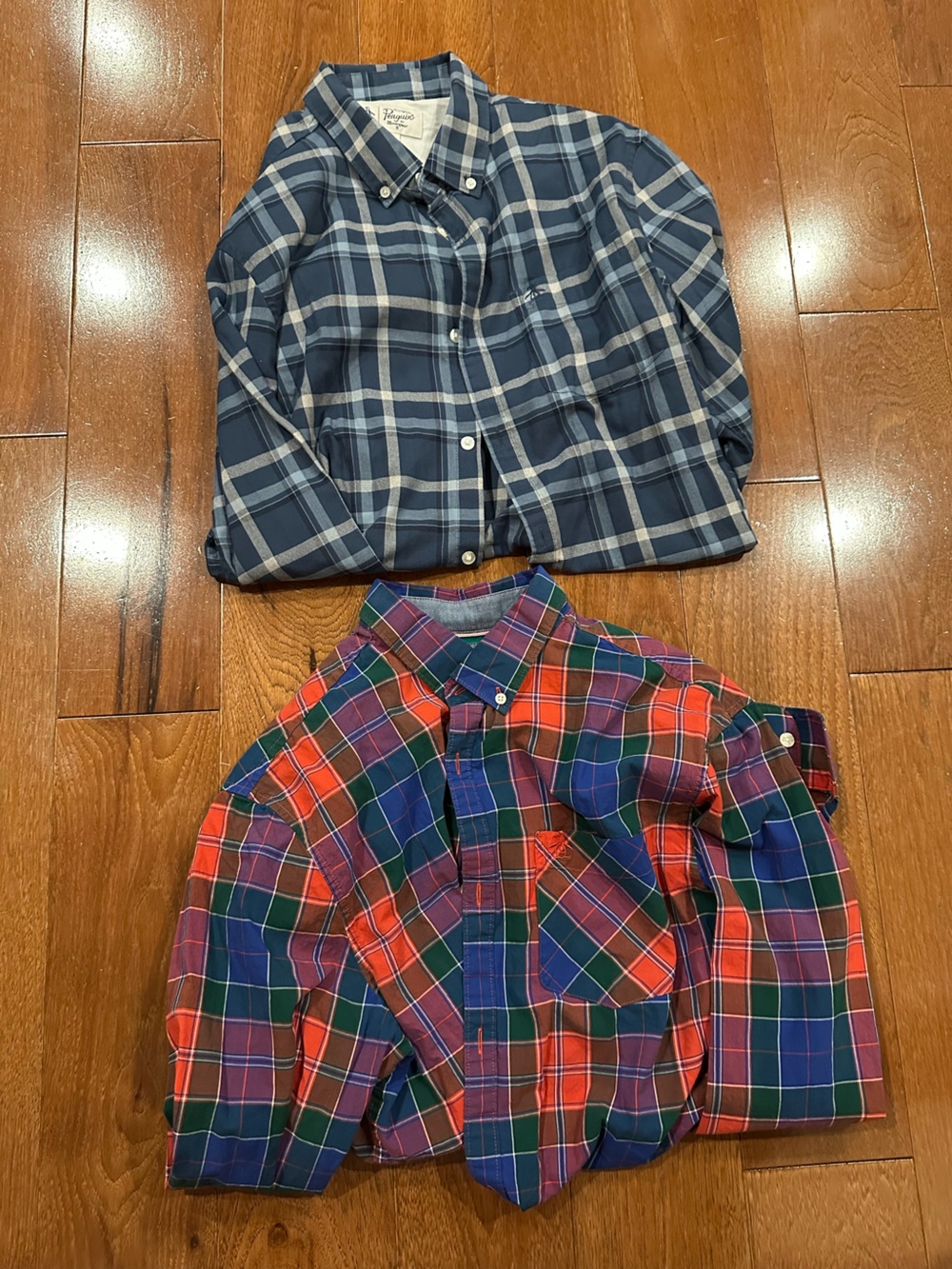 Two Original Penguin Long Sleeve Patterned Button Down Shirts